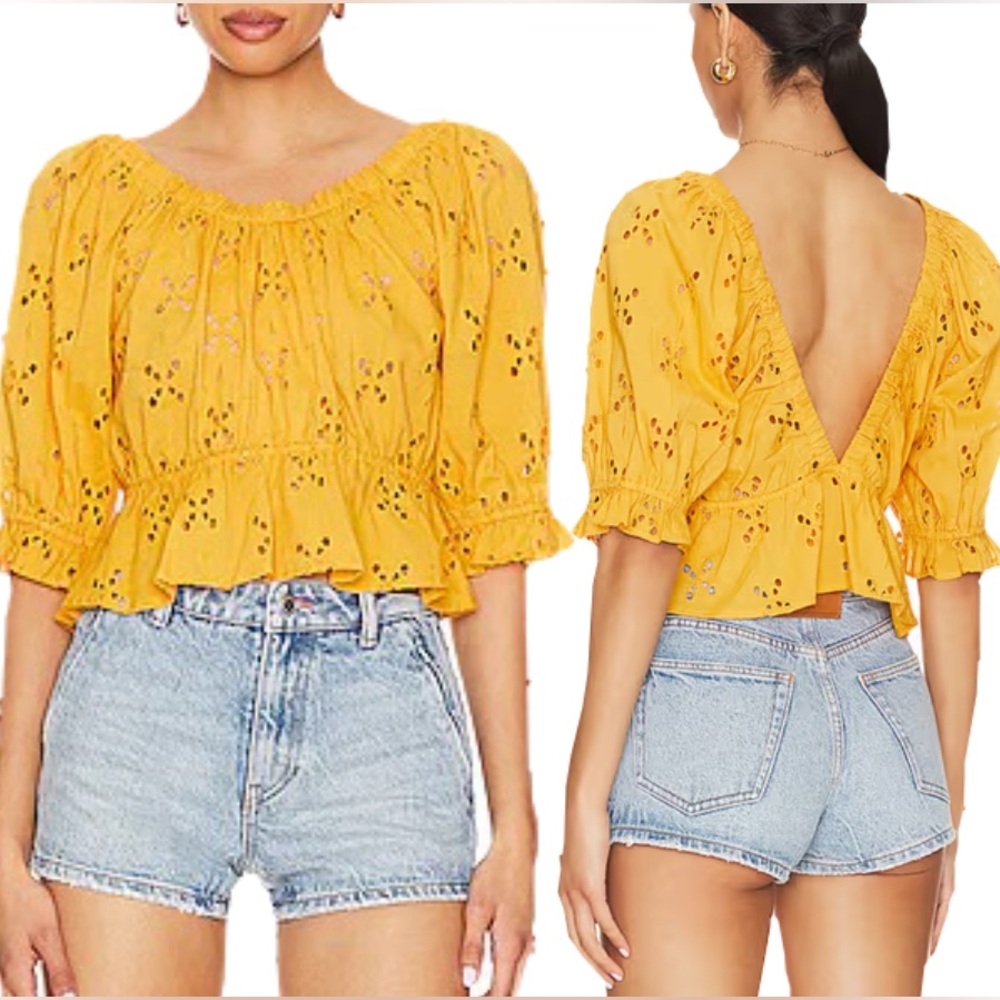 Free People Gardenia Eyelet Top, NEW